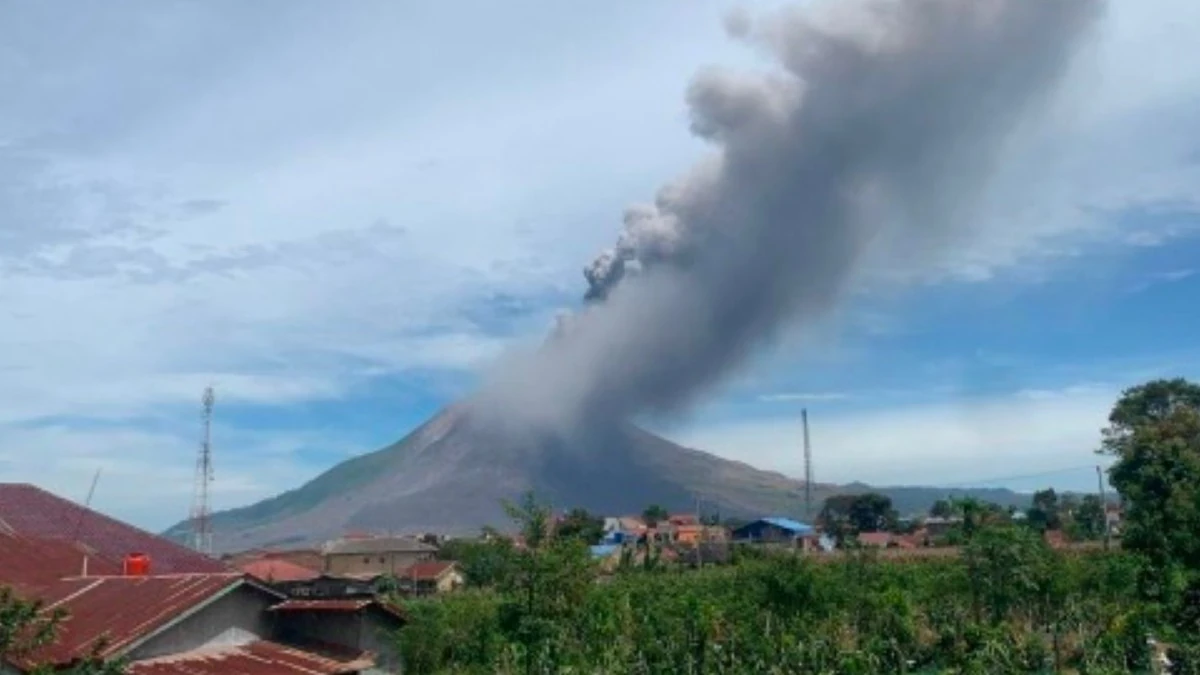 Ash plume from Mount Sinabung eruption