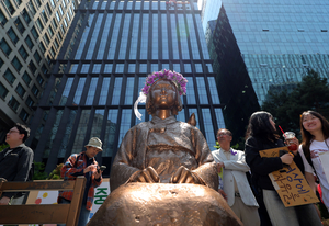 Statue of Peace with barricades removed