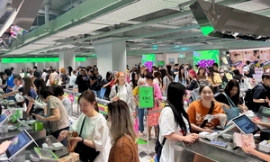 Olive Young store interior showing shoppers