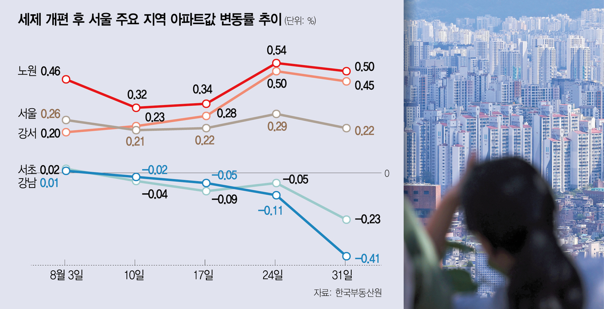 Seoul apartment skyline showing district division