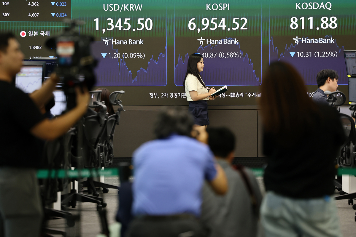 KOSPI chart showing intraday break above 7,000