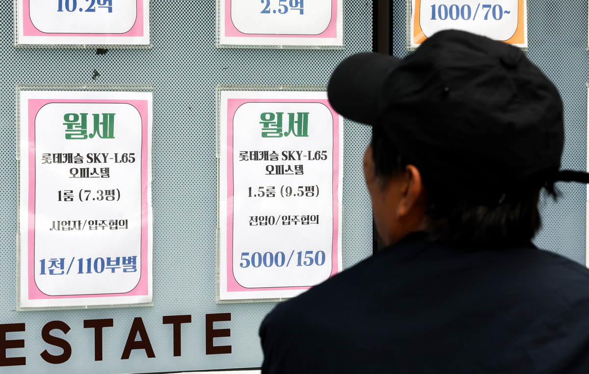 Graph showing the percentage of Seoul apartment monthly-rent leases exceeding 1 million won