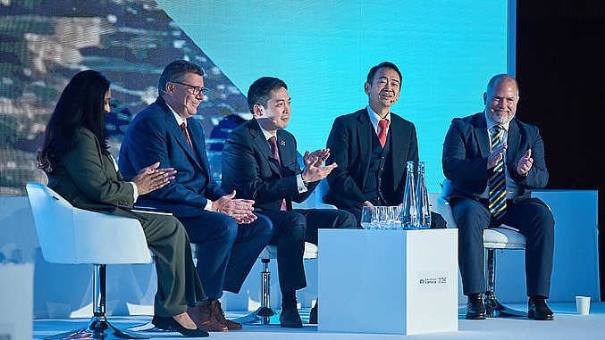 Kazatomprom Commercial Director Dastan Kosherbayev speaking at the World Nuclear Association Symposium panel on uranium market realities