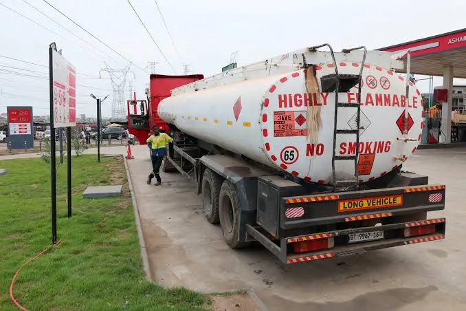 Fuel tankers queued at a West African border crossing