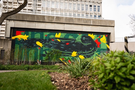 Nuart Aberdeen 2026 mural at Cruickshank Gardens, University of Aberdeen