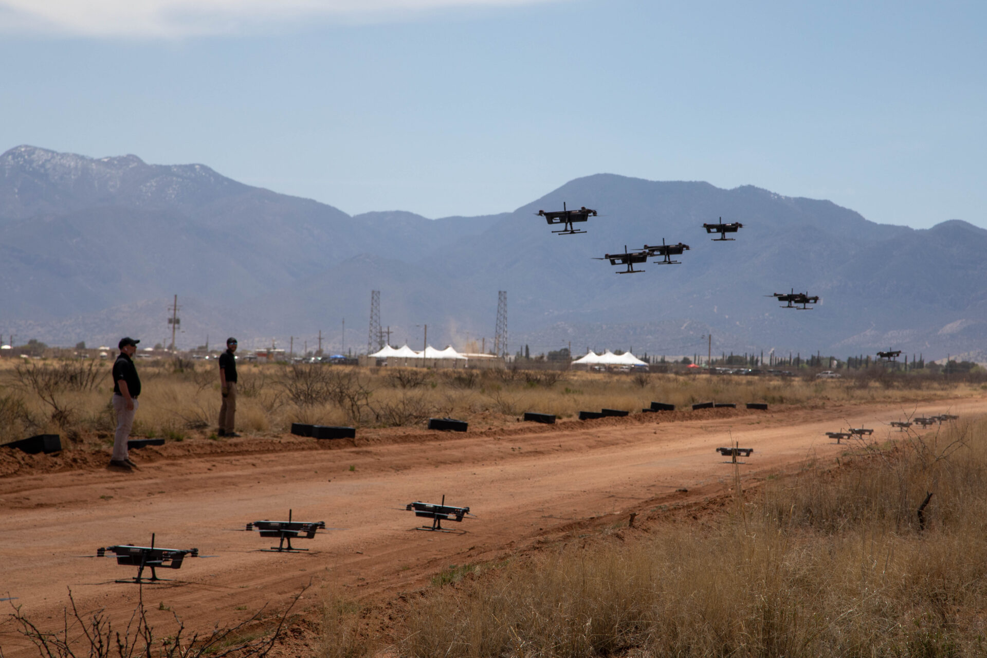 Unmanned aerial systems swarm demonstration at Fort Huachuca, Arizona