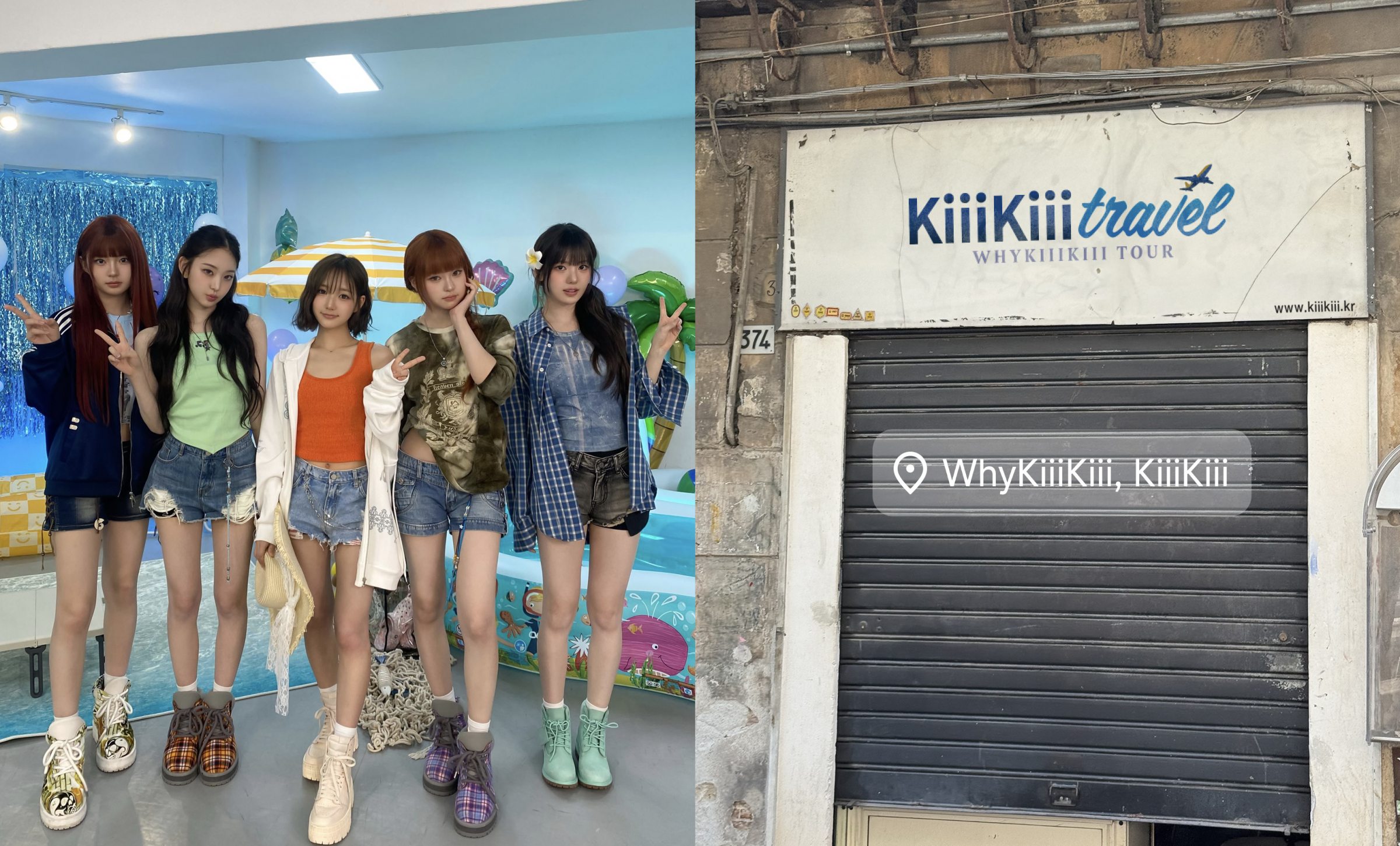 KiiiKiii's comeback teaser poster with interactive travel-themed imagery