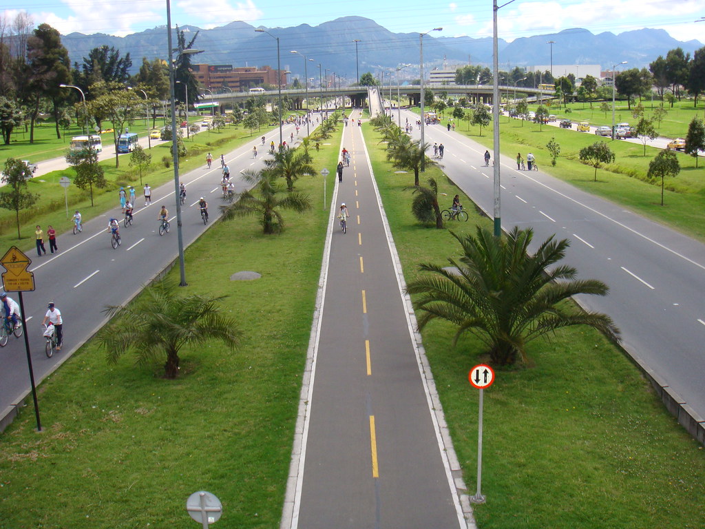 Photo of a cyclist on a Bogotá street