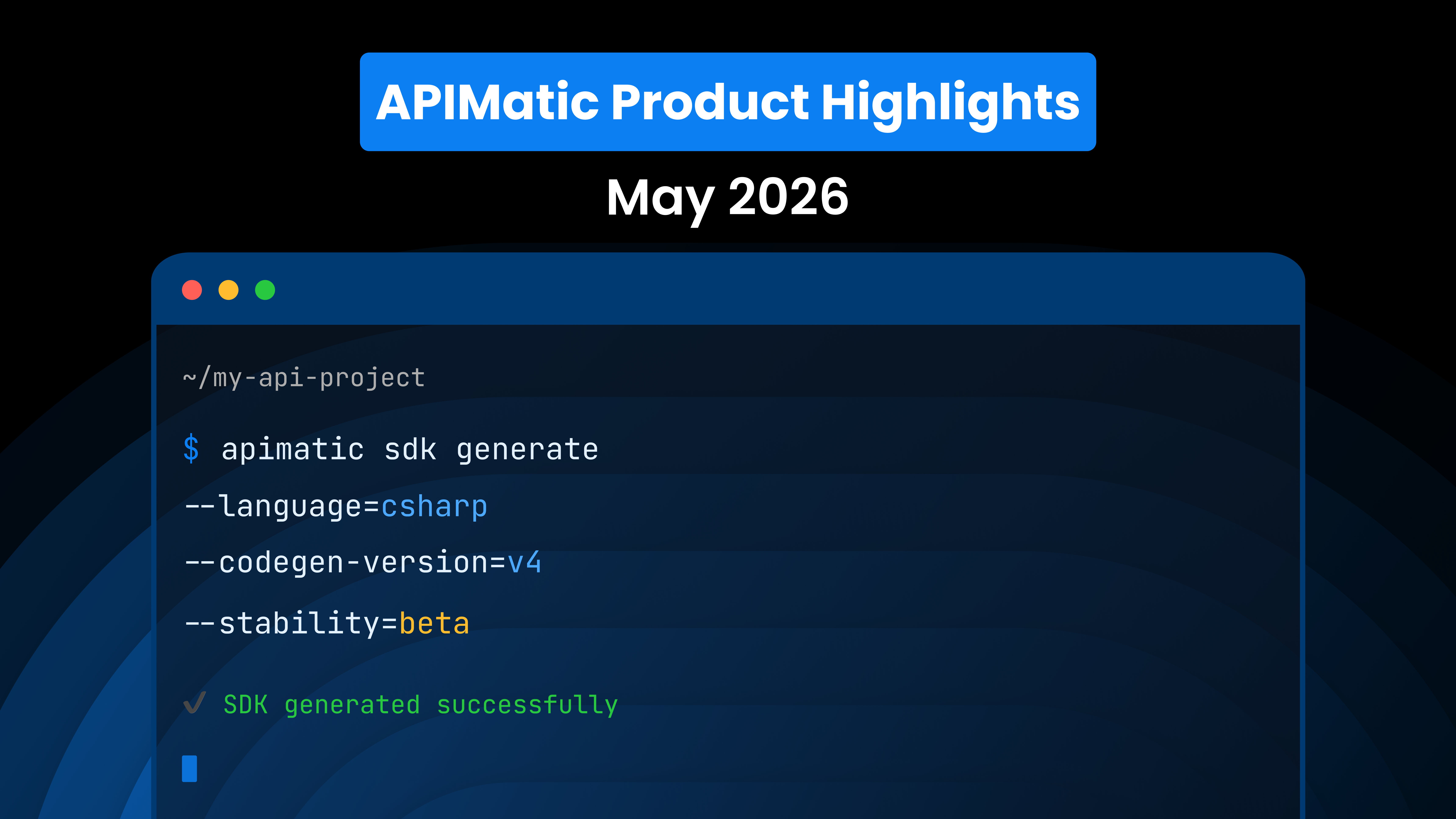 APIMatic product release showing API Portal interface with new features