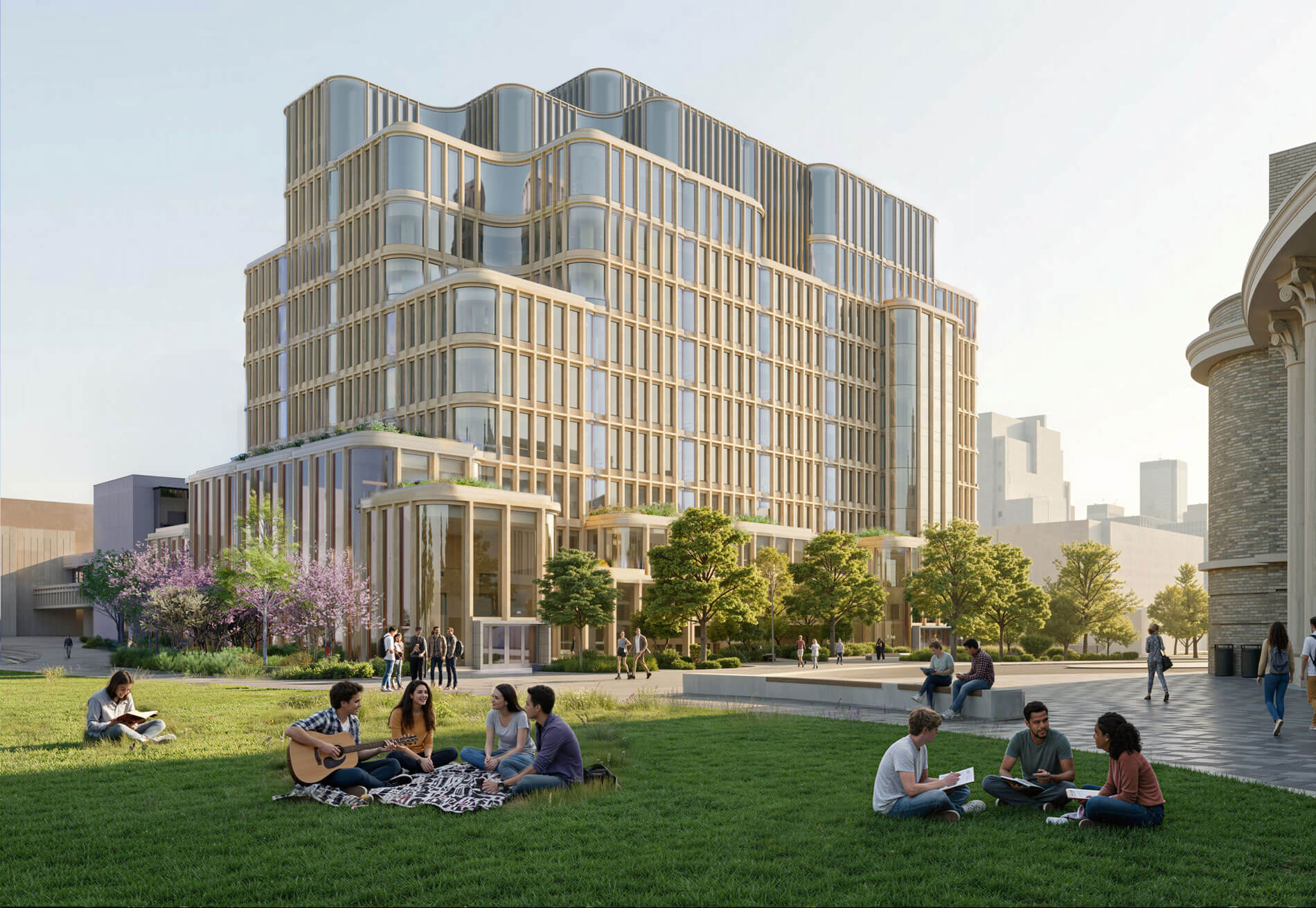 Architectural rendering of the MVRDV and Diamond Schmitt-designed Temerty Building extension at the University of Toronto
