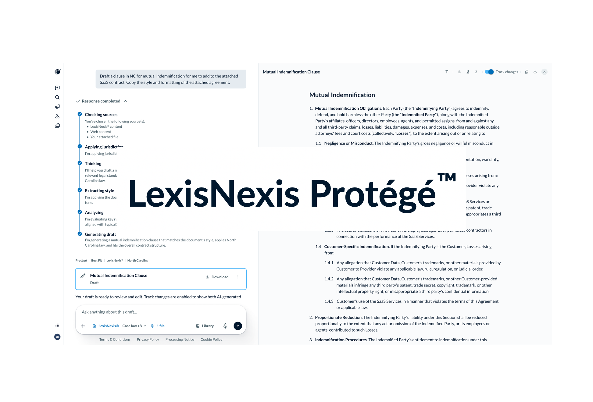Screenshot of the Lexis+ AI Protégé Work launch announcement