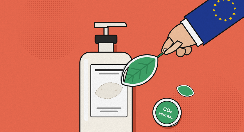 Cosmetic packaging with obscured green claims