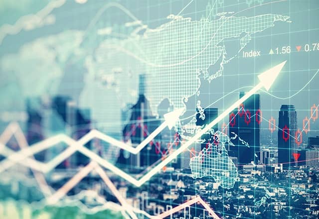 Paris stock exchange trading board showing negative movements