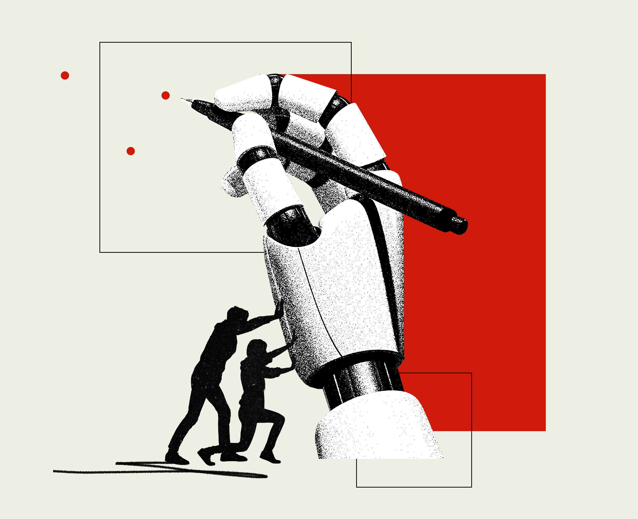 Illustration of AI-generated bylines and the journalist contract dispute