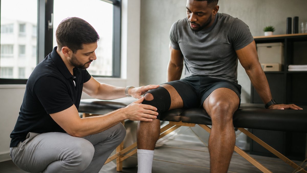 Chiropractor treating an athlete