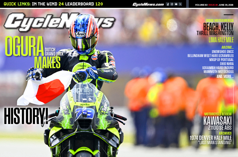 Cycle News Magazine Issue 26 cover featuring 2026 Kawasaki Z1100 SE ABS