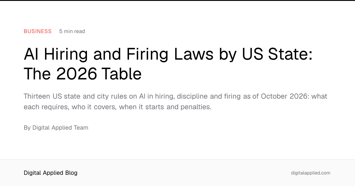 AI Hiring and Firing Laws by US State 2026