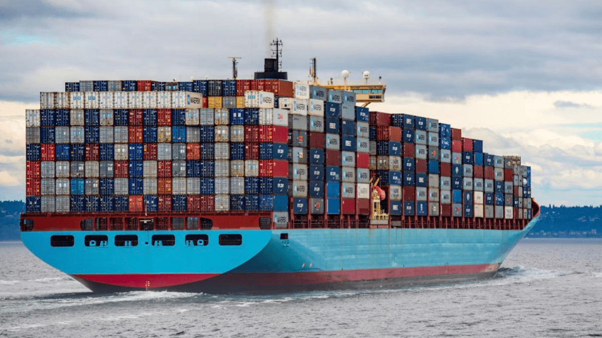 Container ships anchored at port showing increased capacity constraints
