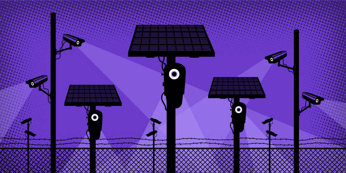 Banner image from EFF article depicting dystopian surveillance themes