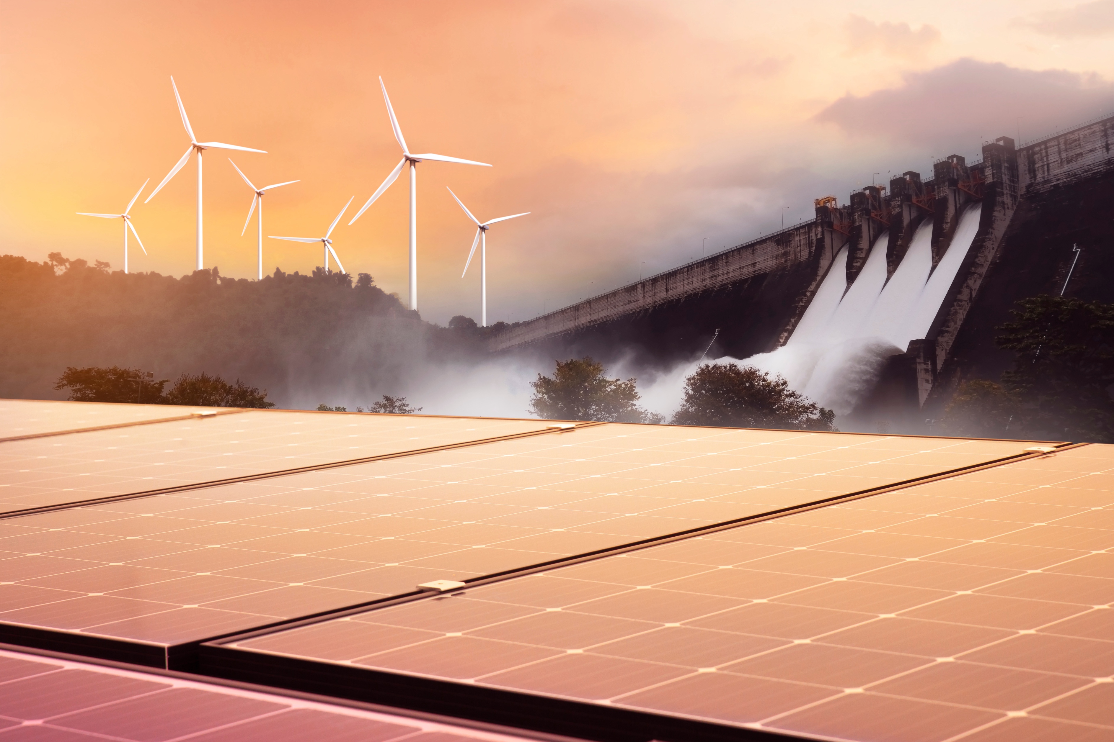 Renewable energy wind turbines representing federal clean energy investment