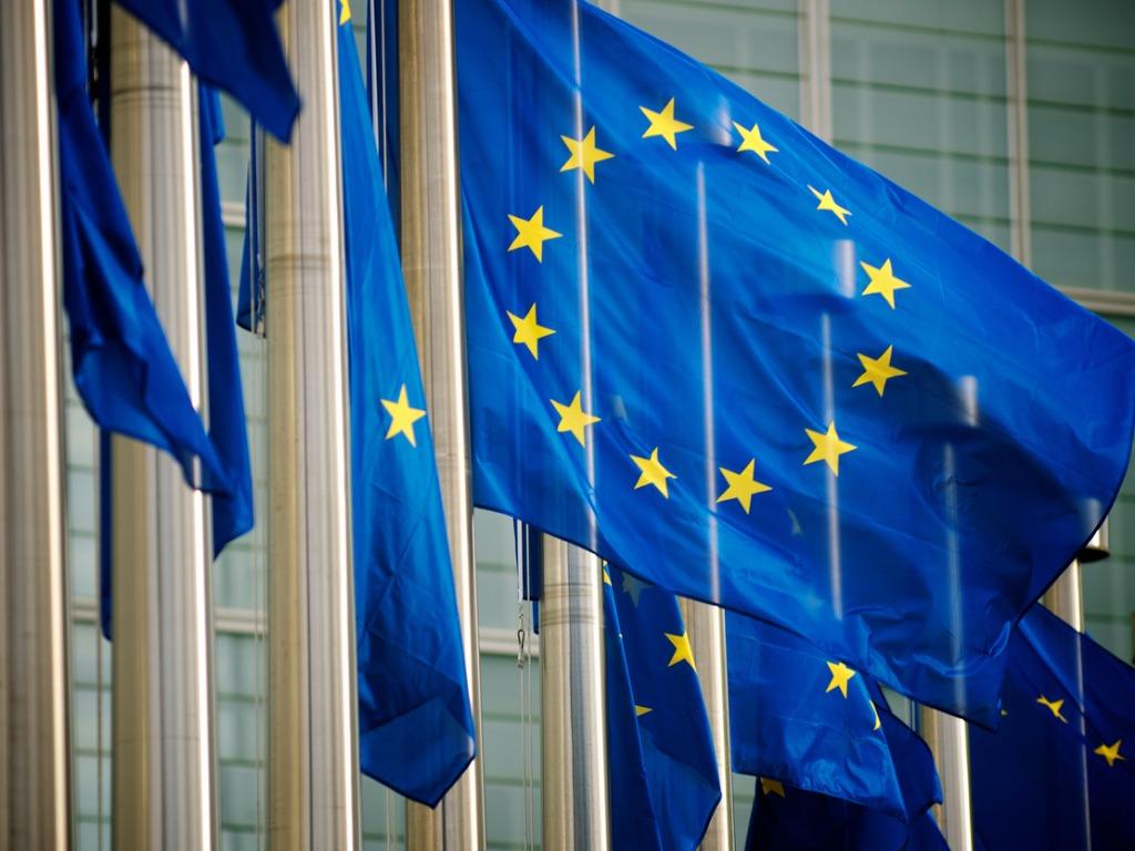 EU flags outside the European Commission headquarters