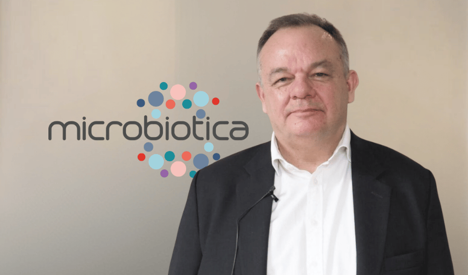 Microbiotica company logo and related imagery