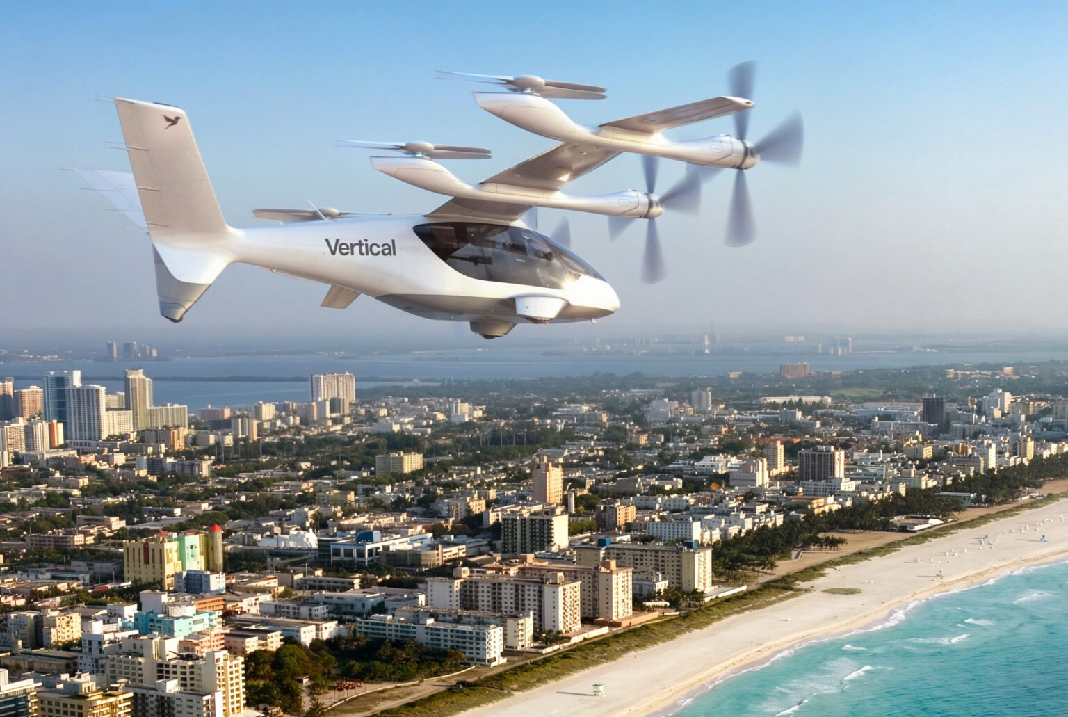 Vertical Aerospace VX4 eVTOL in flight over Miami