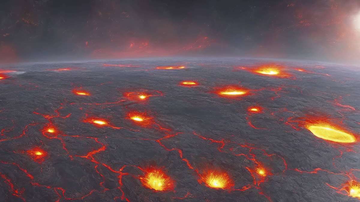 Artist rendition of the lava-world exoplanet HD 3167b with visible atmosphere