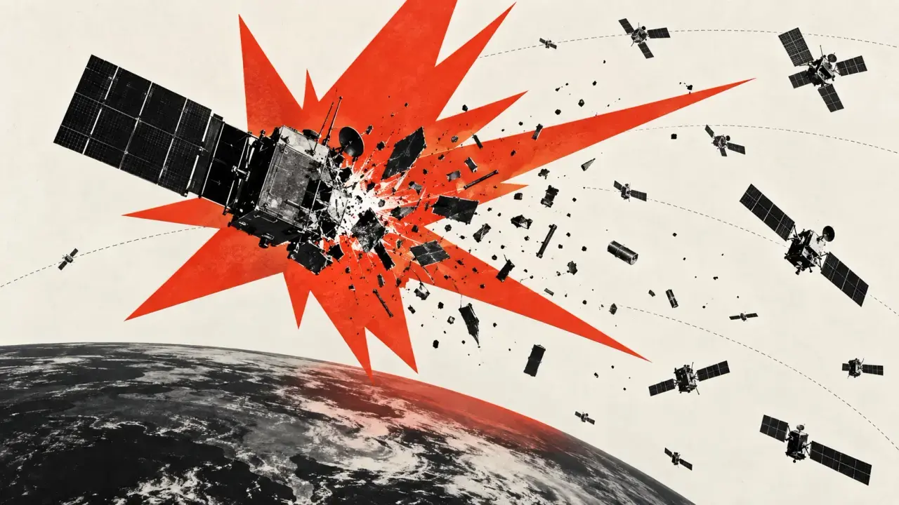 Debris breakup visualization of the shattered Cold War spy satellite in low Earth orbit