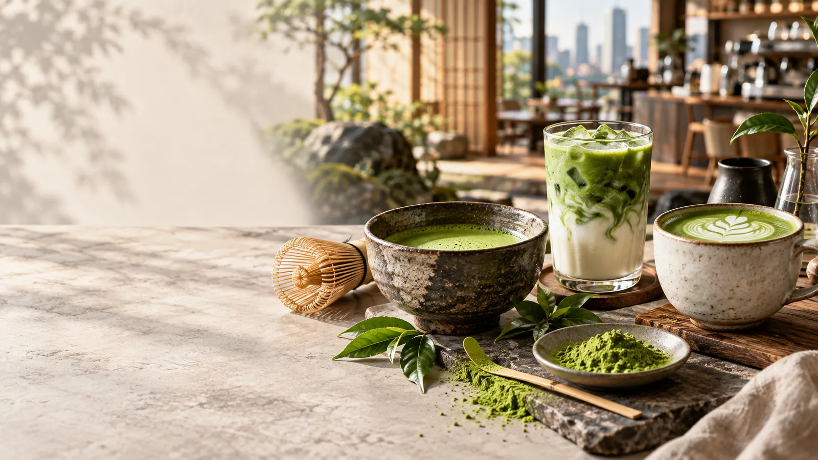 Global matcha trend visualization showing product categories and consumer demographics