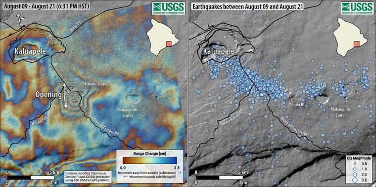 Seismograph data showing intrusion activity at Kīlauea