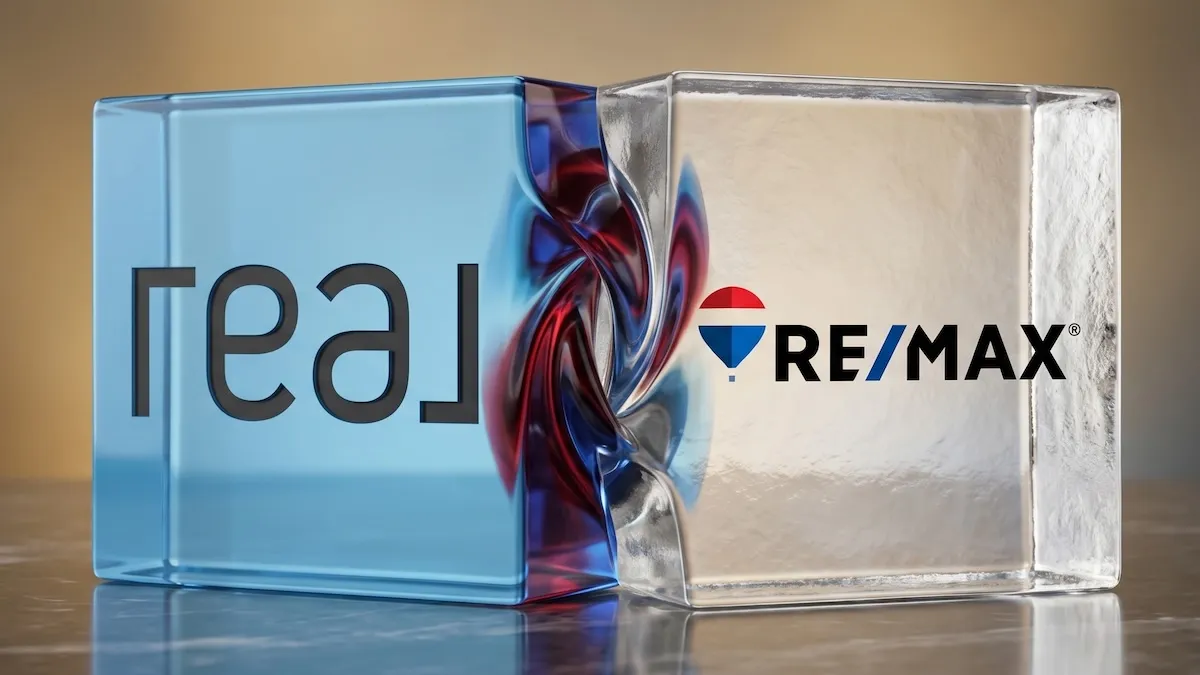 Real and REMAX acquisition announcement image showing both company branding