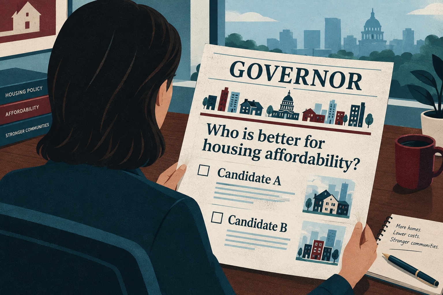 Political graphic regarding housing policy in governor races