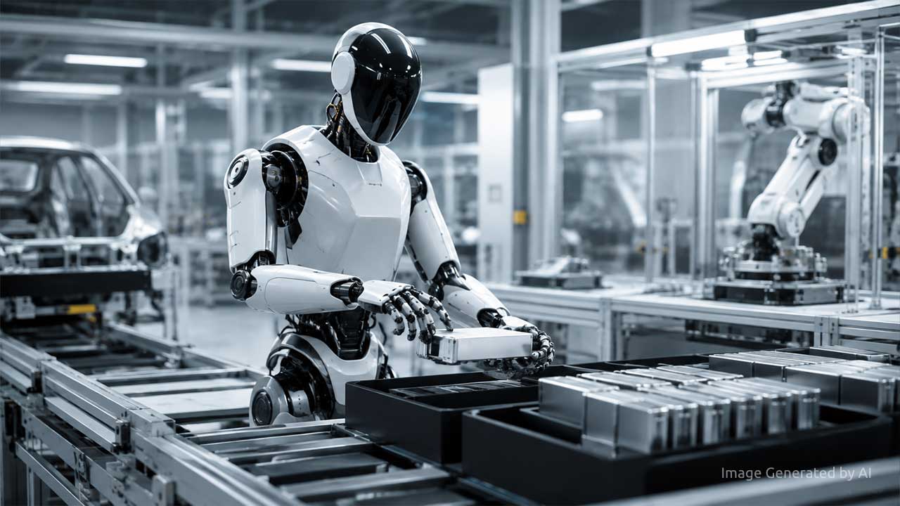 Tesla Optimus robot in a manufacturing setting