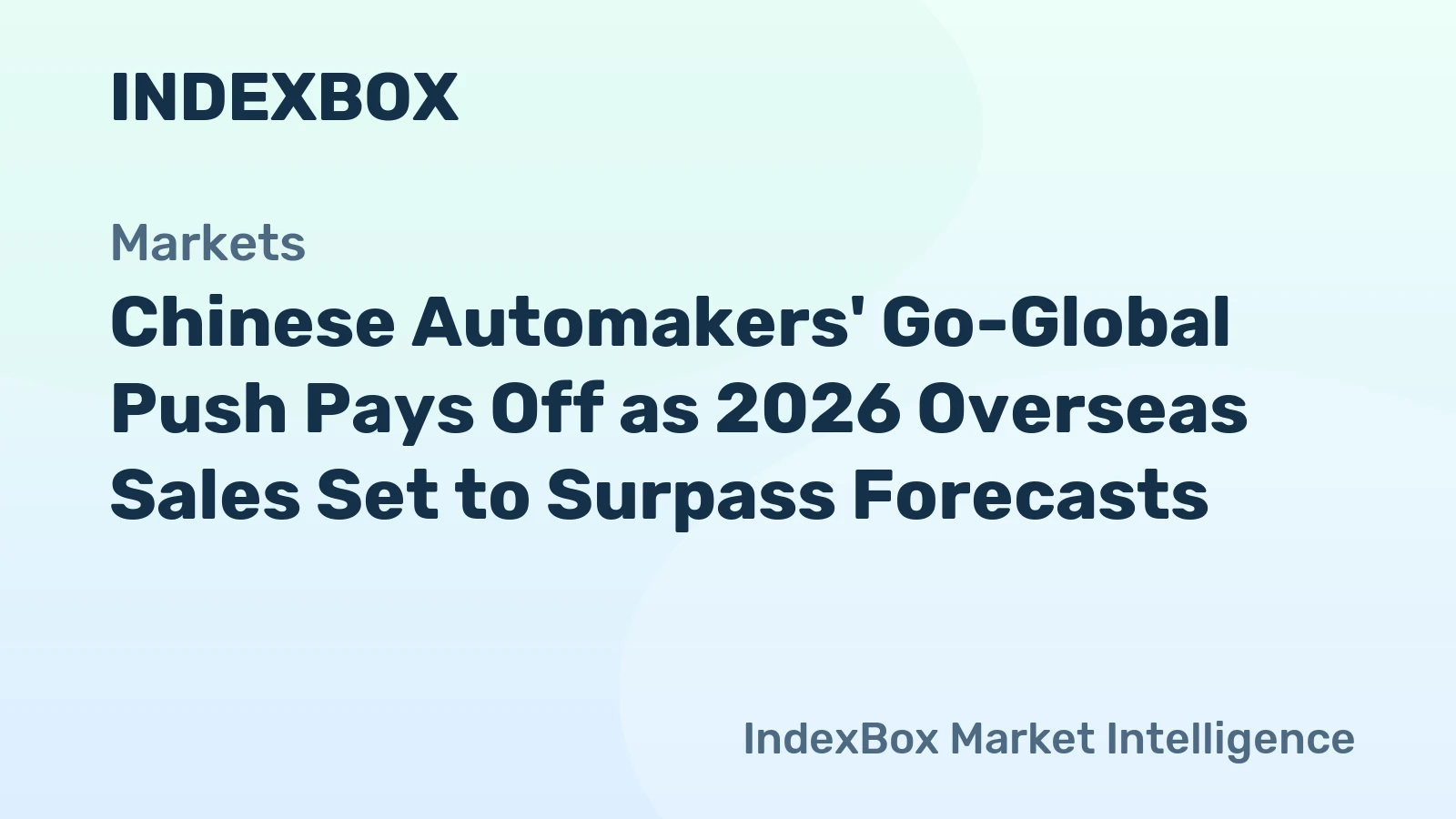 Chinese automakers' global sales strategy chart showing 44% overseas growth