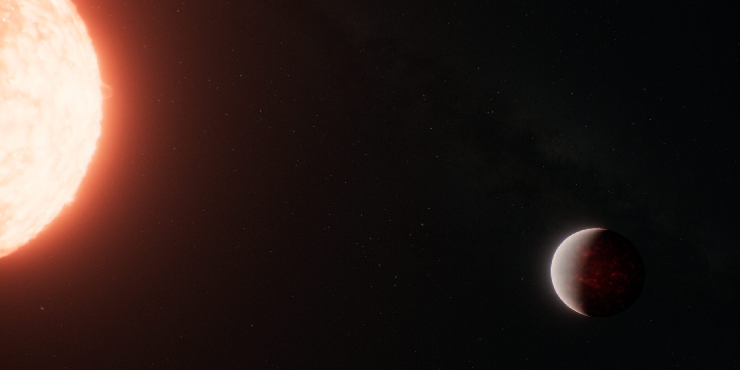 Artist's impression of the molten exoplanet TOI-561 b