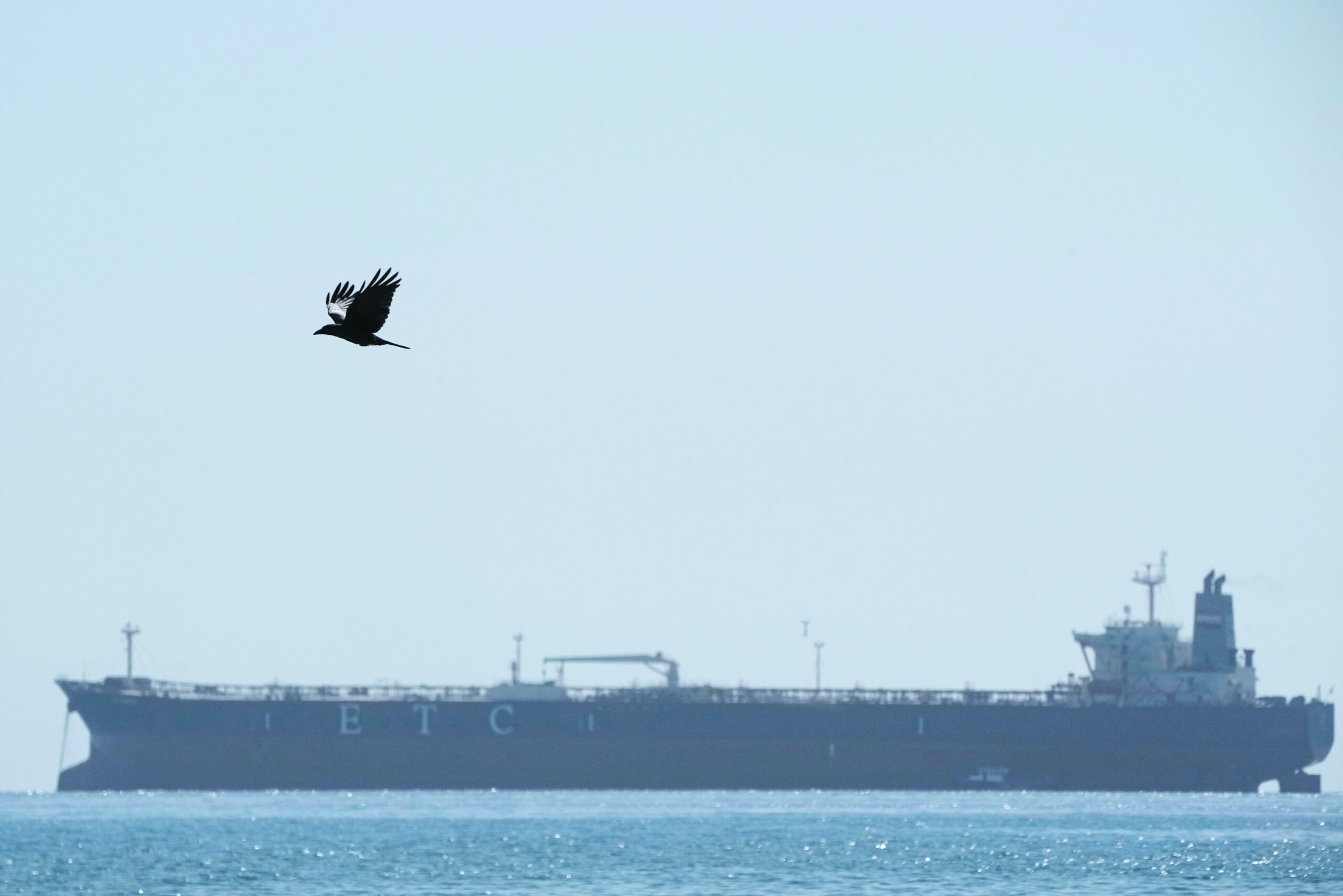 Oil tanker transiting the Gulf of Suez toward the Red Sea
