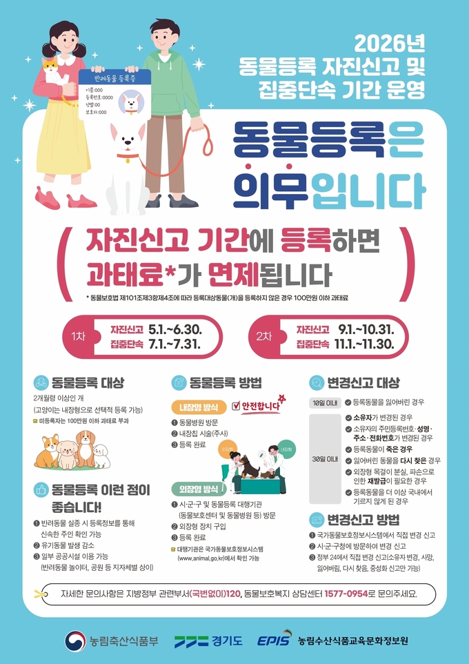 안성시 동물등록 자진신고 기간 안내 이미지