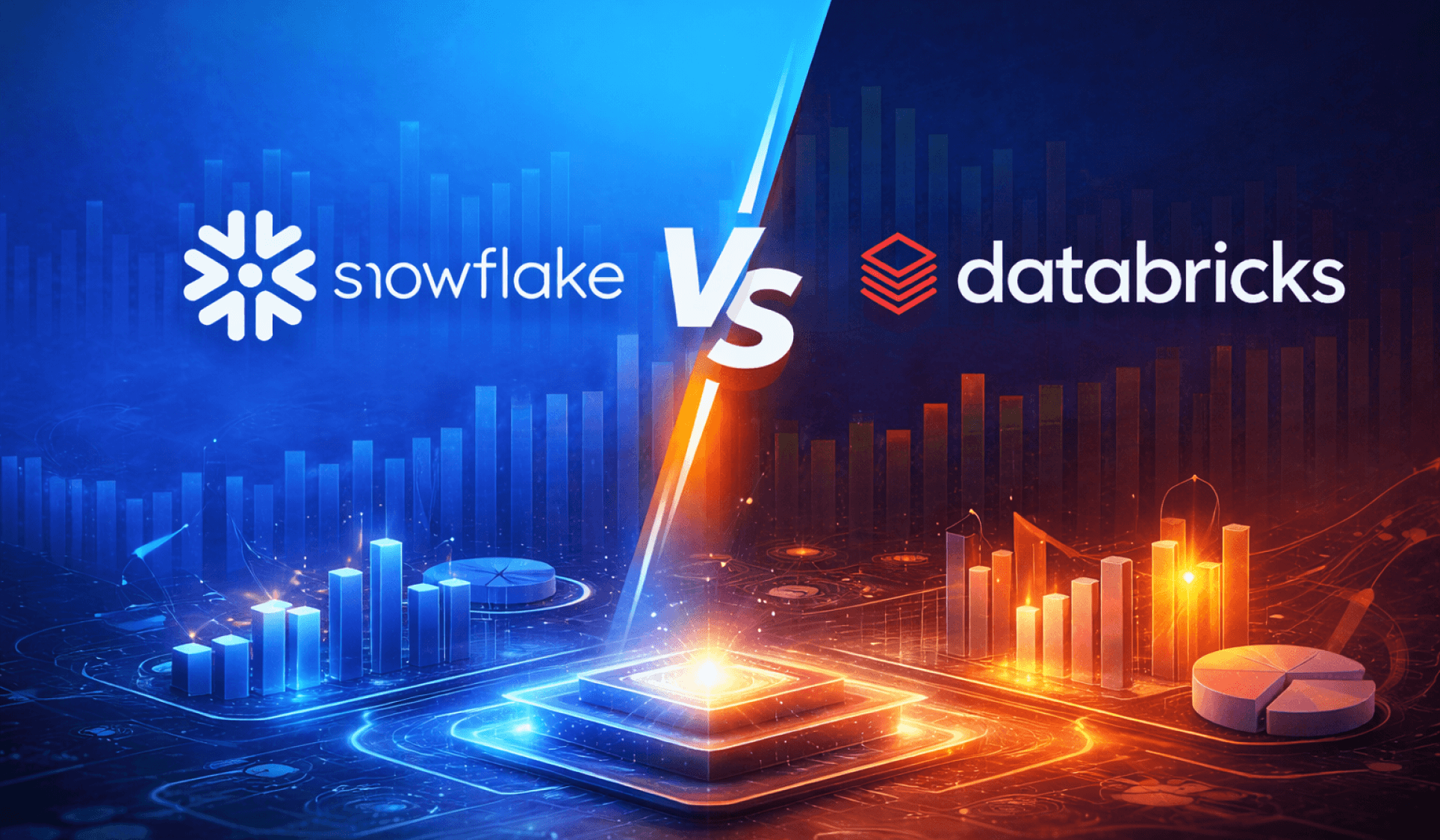 Comparison graphic showing Databricks and Snowflake platform capabilities