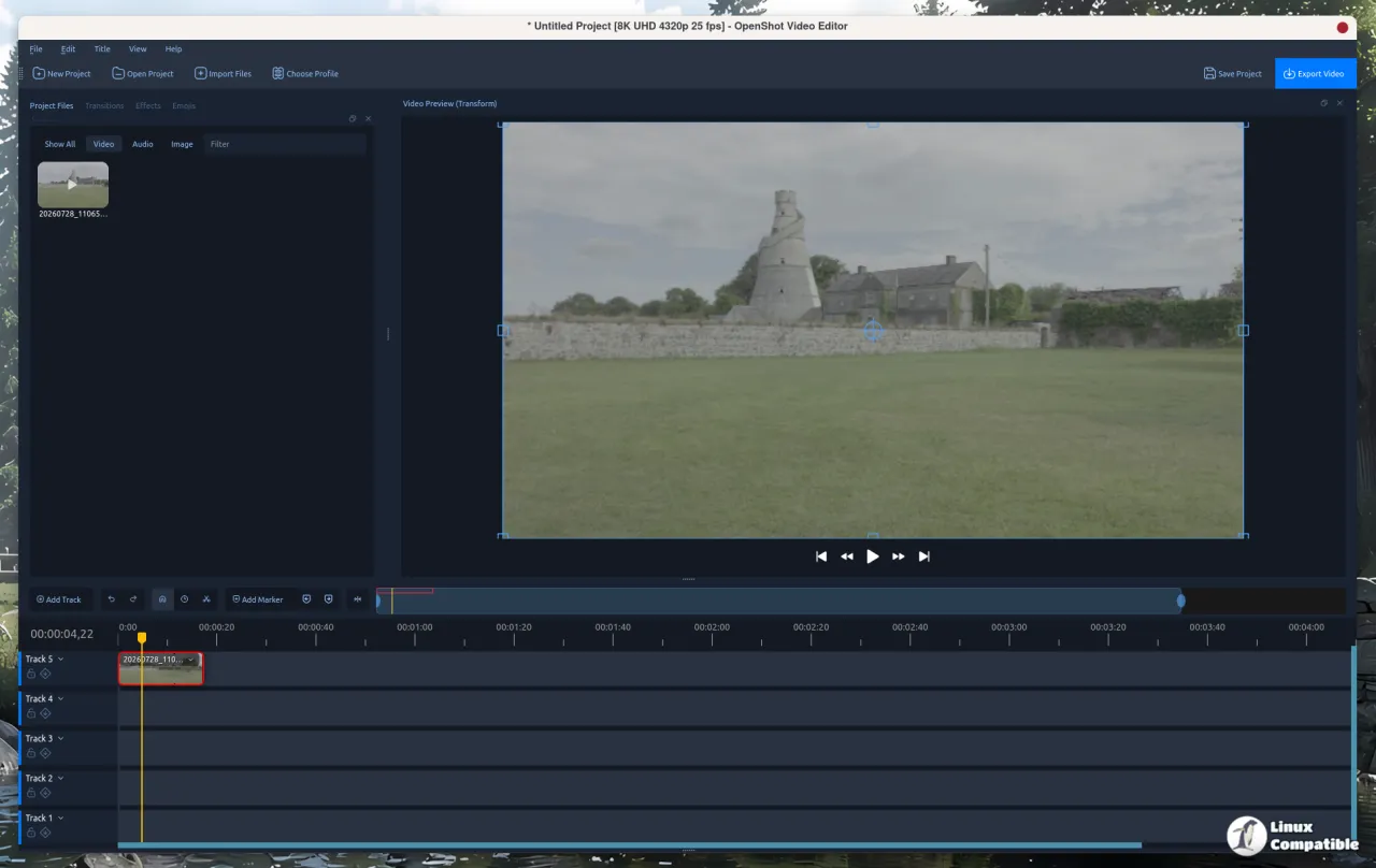 OpenShot 4.0.0 interface screenshot