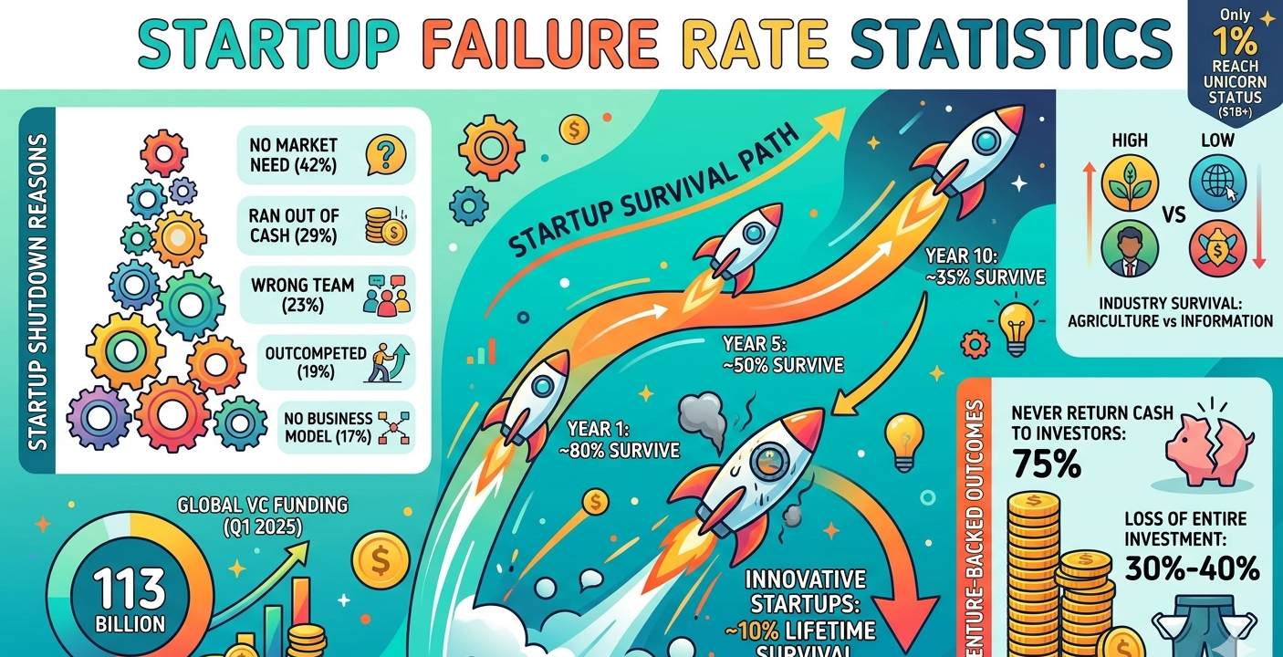 Chart on startup failure rate statistics for 2026