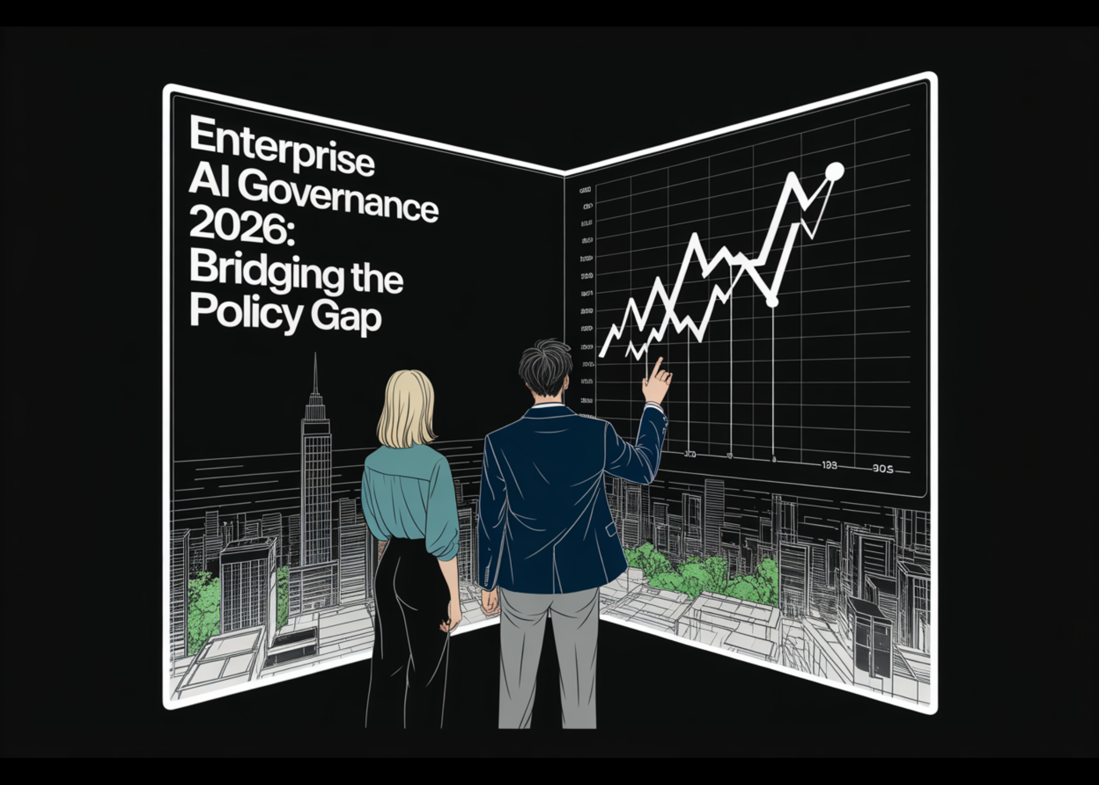 Illustration of enterprise AI governance gap with shadow AI concept