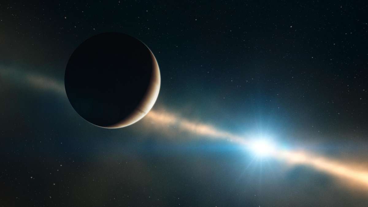 Artist's impression of a planet orbiting the young star Beta Pictoris