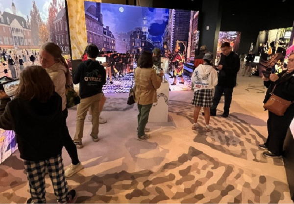 Visitors experiencing the new AR exhibition at the National Museum of the United States Army