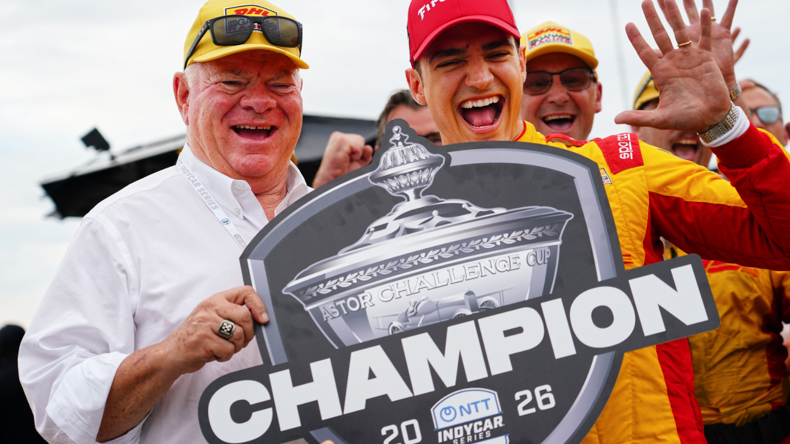 Alex Palou celebrates his fifth IndyCar title