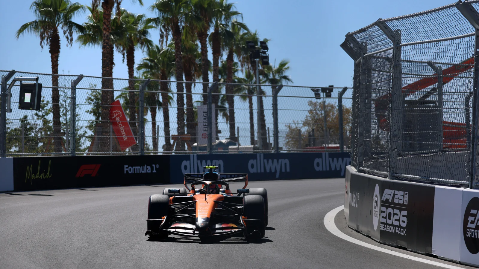 Lando Norris driving in Madrid