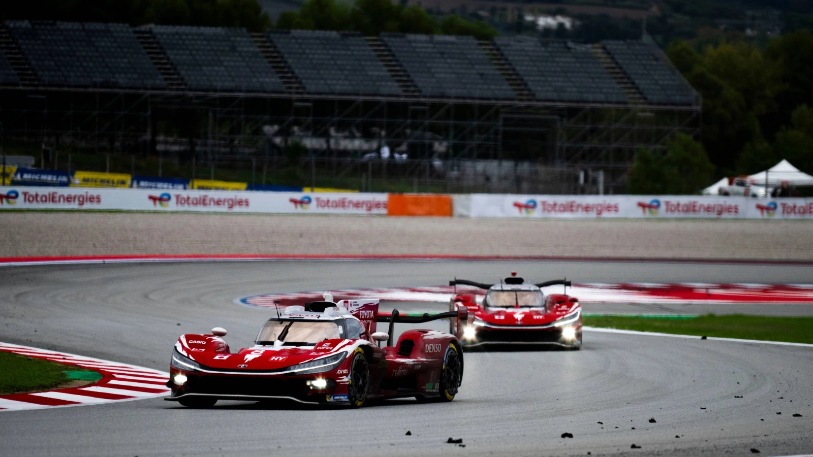 Toyota GR010 Hybrid celebrating victory at Barcelona