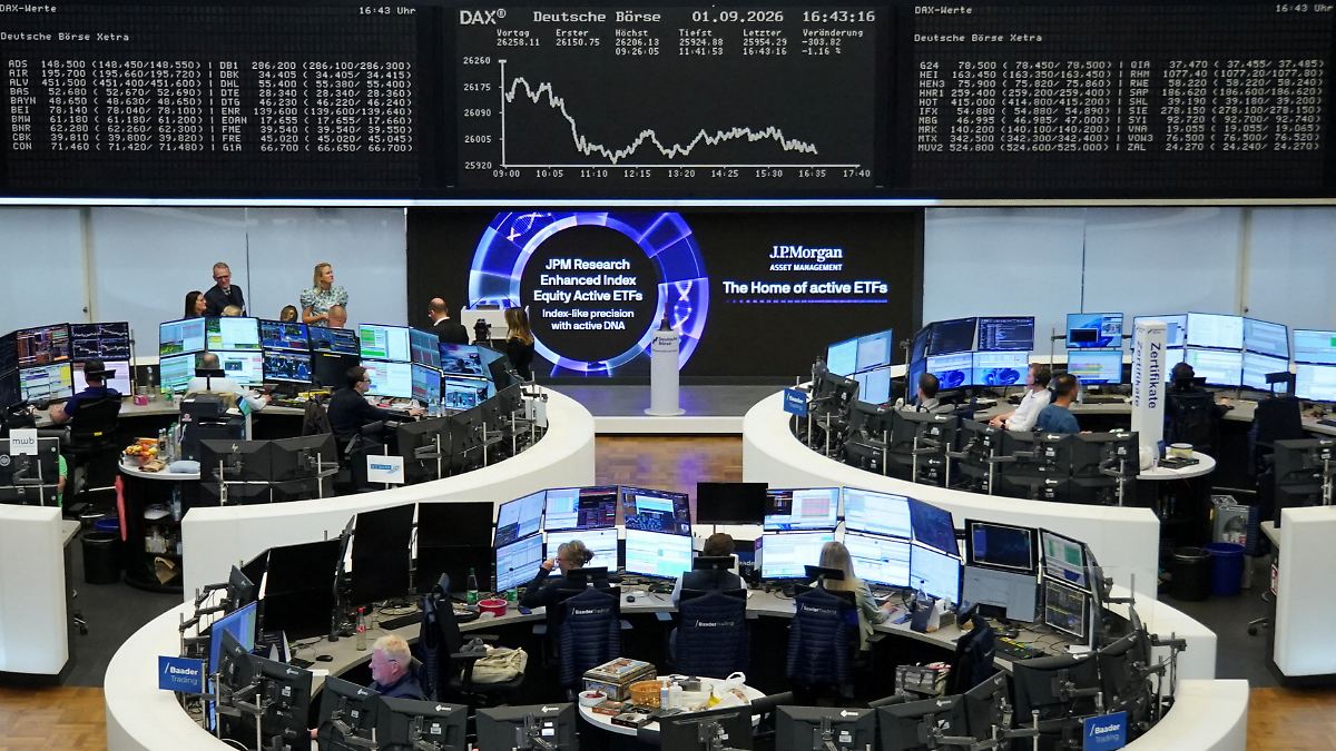 DAX trading floor activity reflecting the market correction
