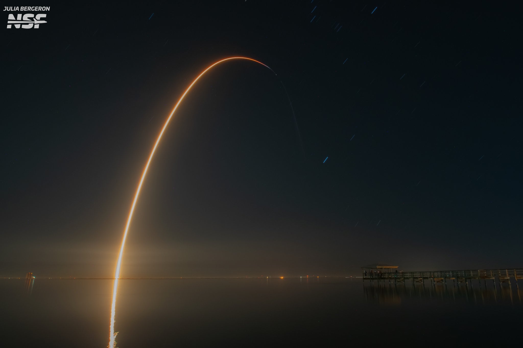 Falcon 9 launch streak shot from a previous Starlink mission