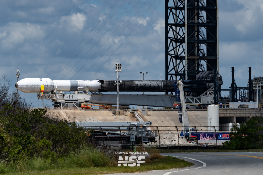 SpaceX Falcon Heavy on the pad ahead of the ViaSat-3 F3 mission